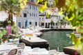 View of beautiful Rose village quayside on Lustica peninsula, Kotor Bay, Montenegro