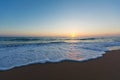 Sandy beach at sunset, Peloponess - Greece Royalty Free Stock Photo