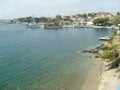 View of the beautiful sea port with ships and boats Royalty Free Stock Photo