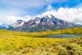 View of beautiful snow mountain and river Royalty Free Stock Photo