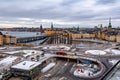 View of a beautiful Stockholm with colorful buildings and wide streets and a river in Sweden Royalty Free Stock Photo