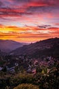 View of beautiful sunrise at Colonia Tovar. Aragua State Royalty Free Stock Photo