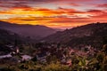 View of beautiful sunrise at Colonia Tovar. Aragua State Royalty Free Stock Photo