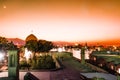 Beautiful sunset over the cityscape of Kashan in Iran