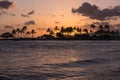 Sunset on Waikiki Beach, Oahu, Hawaii Royalty Free Stock Photo