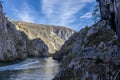 View of beautiful tourist attraction, lake at Matka Canyon in the Skopje surroundings. Macedonia Royalty Free Stock Photo