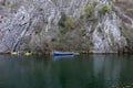 View of beautiful tourist attraction, lake at Matka Canyon in the Skopje surroundings. Macedonia Royalty Free Stock Photo