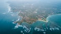 View of beautiful tropical coastline and fisherman village Royalty Free Stock Photo