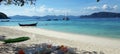 View of beautiful tropical landscape beach sea island with ocean blue sky background in Phuket Thailand,Sea waves on sand beach Royalty Free Stock Photo