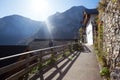 Beautiful view of the streets of a small famous city Hallstatt Royalty Free Stock Photo