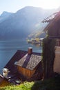 Beautiful view of the streets of a small famous city Hallstatt Royalty Free Stock Photo