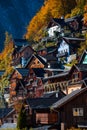 Beautiful view of the streets of a small famous city Hallstatt Royalty Free Stock Photo