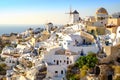 View of beautiful village Oia with whitewashed and colorful houses Royalty Free Stock Photo