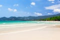 View of beautiful white sand beach with turquoise water of Chaweng beach, in Koh Samui, Thailand