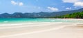 View of beautiful white sand beach with turquoise water of Chaweng beach, in Koh Samui, Thailand