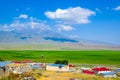 View of beautilful snow-capped mountain with small village Royalty Free Stock Photo