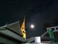 full moon and golden stupa, Thailand Royalty Free Stock Photo