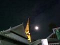 full moon and golden stupa, Thailand Royalty Free Stock Photo