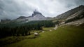 View of the Becco di MezzodÃÂ¬ at Lake Croda da Lago. Cortina D`Am