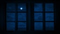 Night Sky And Moon Seen Through Windows
