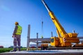 Boss oversees, control managing concrete joist for assembly huge concrete construction