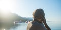 Male photographer taking photos of the sea in the morning Royalty Free Stock Photo