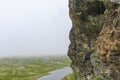 View behind rock cliff on Hydna river on VeslehÃÂ¸dn Veslehorn