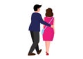 View from behind of young couples walking and embracing each other in love. Vector illustration Royalty Free Stock Photo