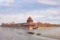 View on Beijing Palace Museum with frozen canal