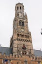 View of Belfort tower from the market square. Bruges, Brussels