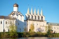 View of a belfry of the Tikhvin Uspensky monastery. Tikhvin, Russia Royalty Free Stock Photo