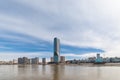 View at Belgrade Waterfront buildings at Sava river.