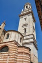 A view of the bell tower / campanile of the Duomo, Cattedrale Santa Maria Matricolare, Verona Royalty Free Stock Photo