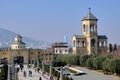 View of the bell tower of the cathedral. Tbilisi, Georgia