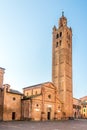 View at the Bell tower and Church of Sagra Santa Maria in Castello in Carpi, Italy