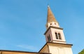 View of the bell tower of church of San Carpoforo in Bissone, district of Lugano, Switzerland Royalty Free Stock Photo