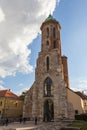 View of the bell tower of the Church of St. Mary Magdalene in Budapest. Hungary