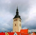 The view of bell tower of the Church of St. Nicholas, Tallinn, Estonia Royalty Free Stock Photo