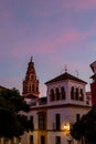 View of the bell tower and former minaret of Mezquita at sunset, Cordoba, Spain Royalty Free Stock Photo