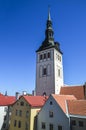 The view of bell tower of the medieval Former Lutheran Church of St. Nicholas (Niguliste Kirik), Tallinn Royalty Free Stock Photo