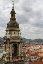 View of the bell tower of St. Stephen`s Basilica in Budapest. Hungary Royalty Free Stock Photo