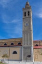 View of the bell tower of the St Stephen`s Catholic Cathedral in Shkoder. Albania Royalty Free Stock Photo