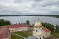 View from the bell tower to The Nilov Monastery and to The Lake Seliger, Stolobny Island, Tver Oblast, Russia Royalty Free Stock Photo