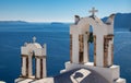 View of Bell Towers on the Greek Isle of Santorini Royalty Free Stock Photo