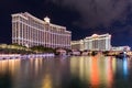 View of Bellagio and Caesars Palace hotels and casino at night, LAS VEGAS, USA Royalty Free Stock Photo