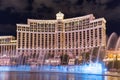 View of Bellagio hotels and casino at night with fountains show, LAS VEGAS, USA Royalty Free Stock Photo