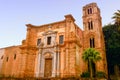 View of Bellini Square with Santa Maria dell`Ammiraglio Church known as Martorana Church and San Cataldo church in the center of Royalty Free Stock Photo