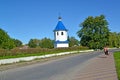 View of a belltower of church in honor of an icon of the Mother of God `Sign` in the summer