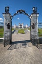 View of belorussian tourist landmark attraction - ancient Kossovo Castle and park complex. Kossovo, Brest region, Belarus Royalty Free Stock Photo