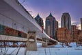 Bridge Over A Winter River In Calgary Royalty Free Stock Photo